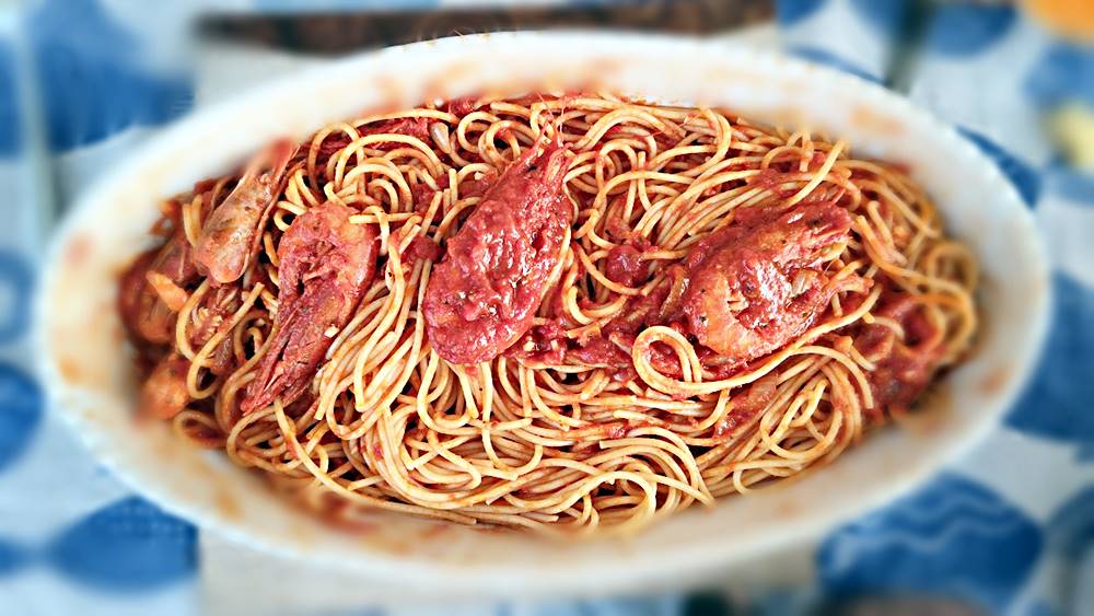 spaghetti al sugo di scampi